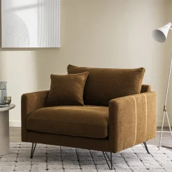 VILLABON Fauteuil XL en tissu pieds épingles noirs