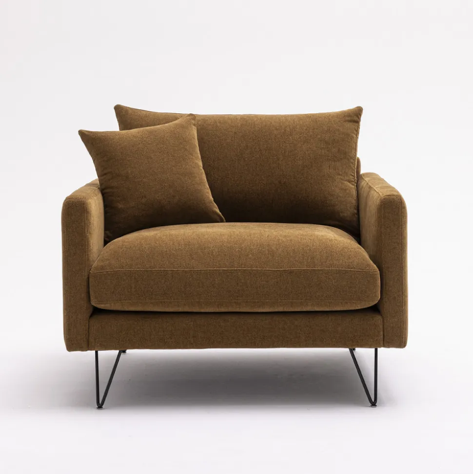 VILLABON Fauteuil XL en tissu pieds épingles noirs