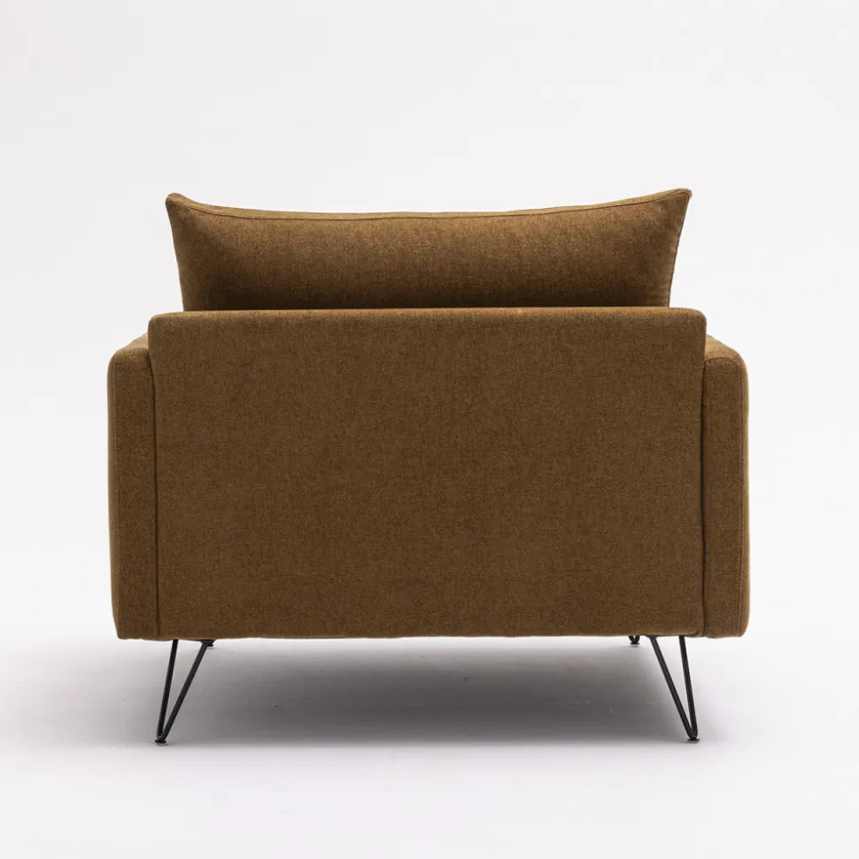VILLABON Fauteuil XL en tissu pieds épingles noirs