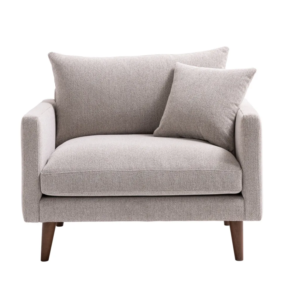 VILLABON Fauteuil XL en tissu pieds bois foncé