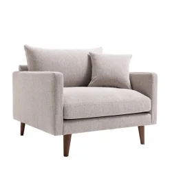 VILLABON Fauteuil XL en tissu pieds bois foncé
