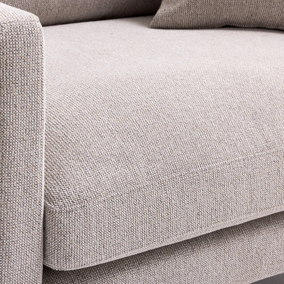 VILLABON Fauteuil XL en tissu pieds bois foncé