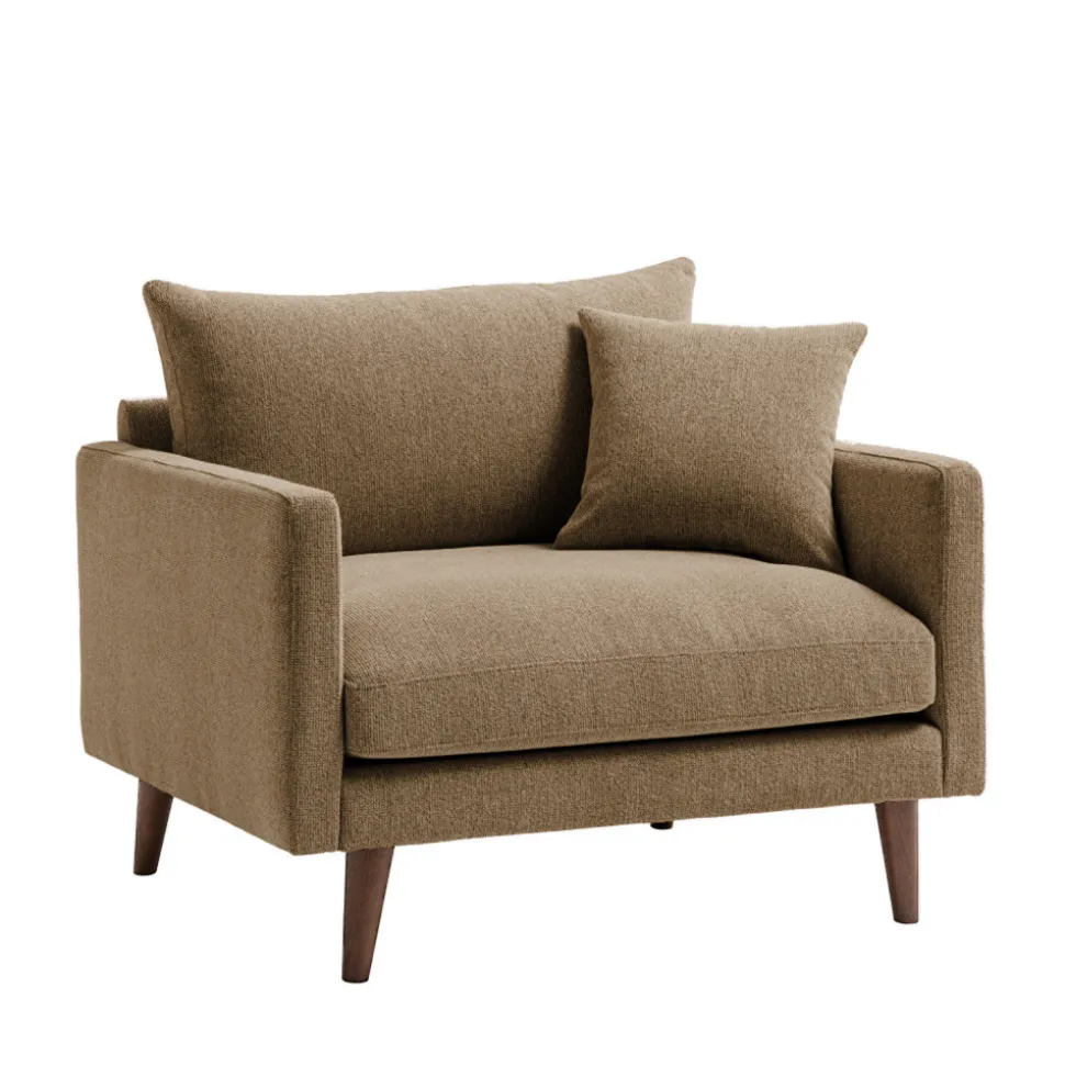 VILLABON Fauteuil XL en tissu pieds bois foncé