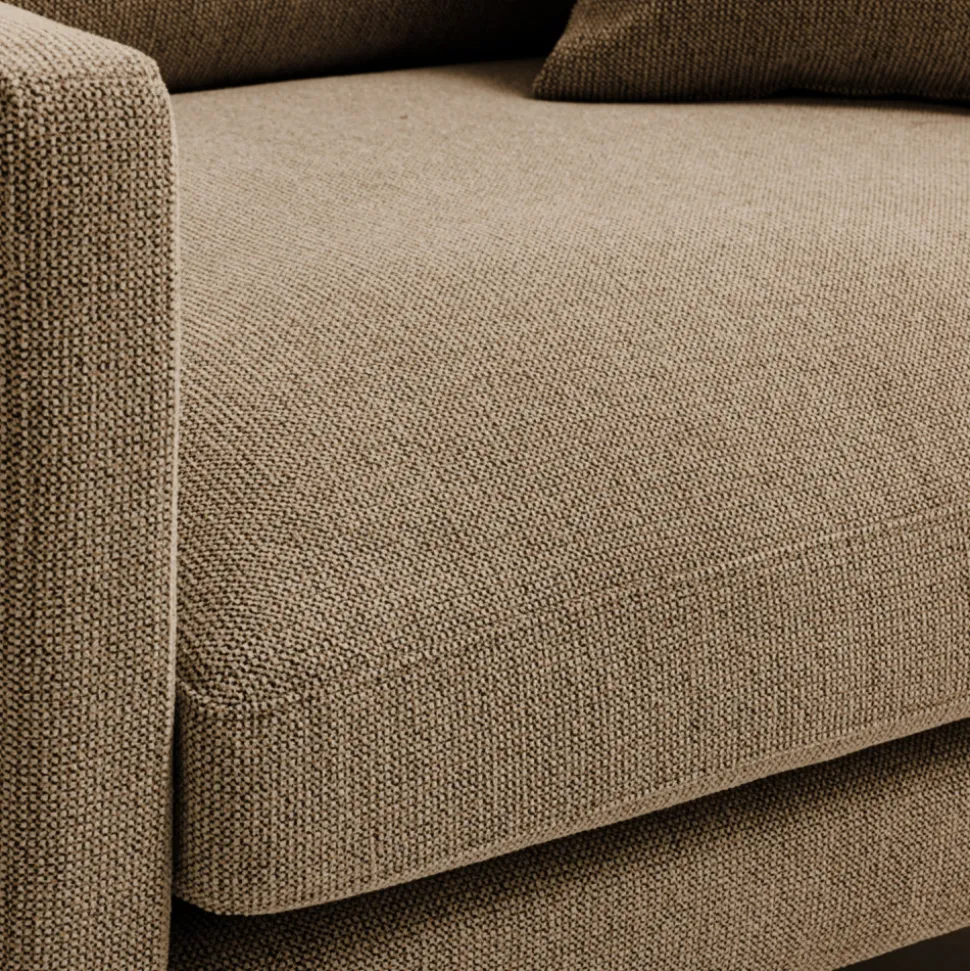 VILLABON Fauteuil XL en tissu pieds bois foncé