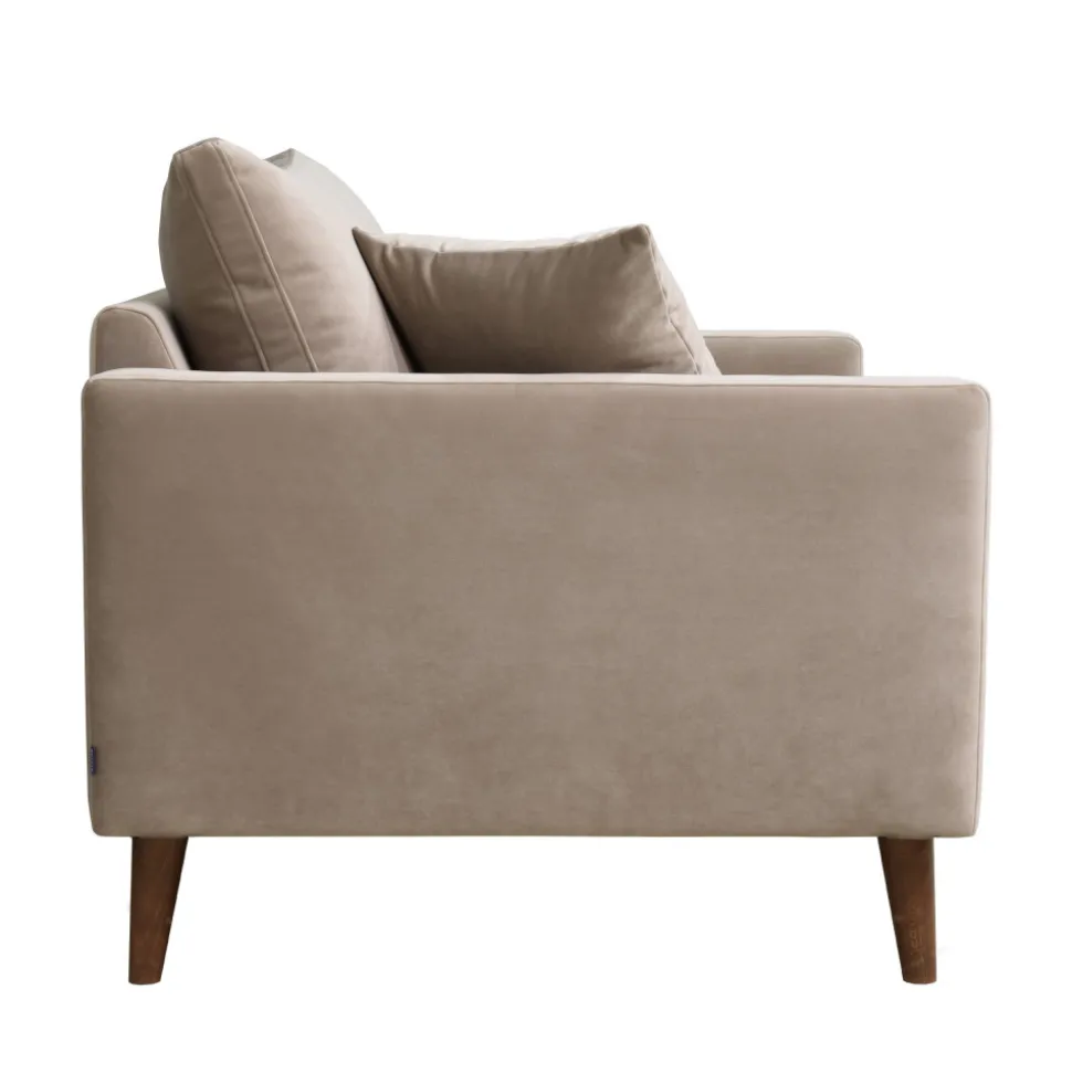 VILLABON Fauteuil XL en velours pieds bois foncé