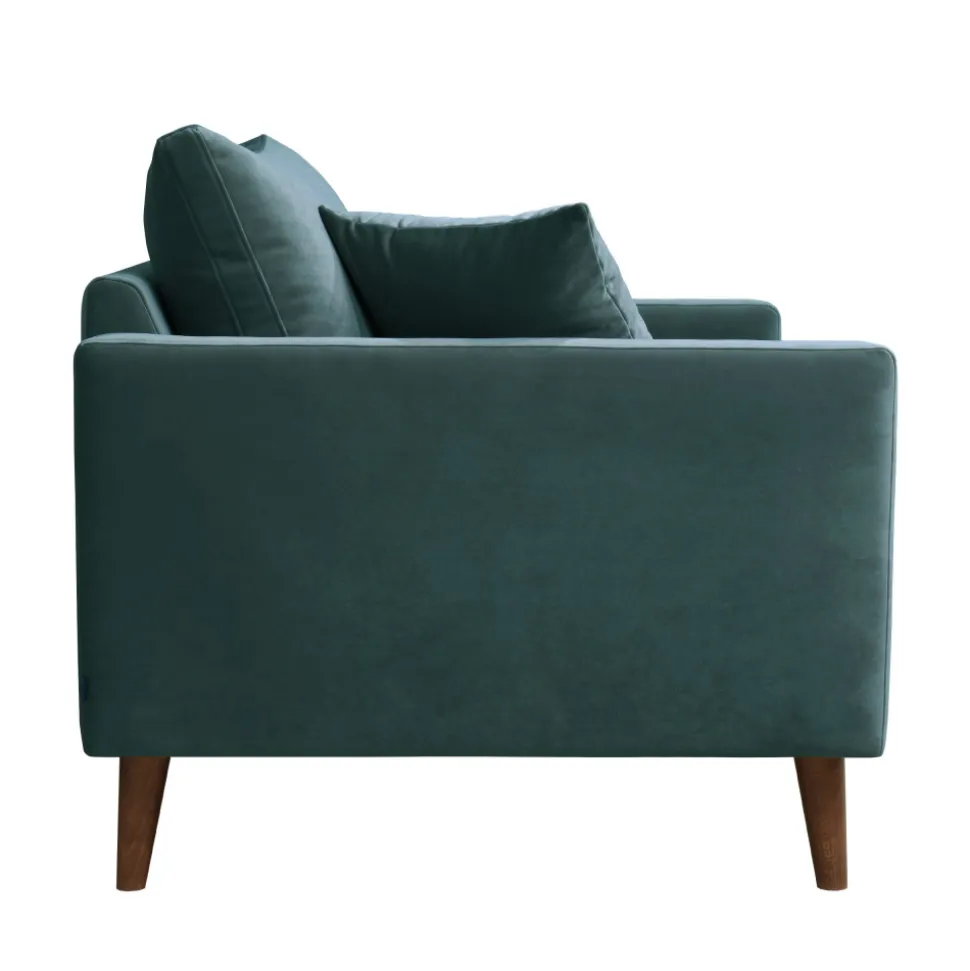 VILLABON Fauteuil XL en velours pieds bois foncé