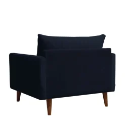 VILLABON Fauteuil XL en velours pieds bois foncé