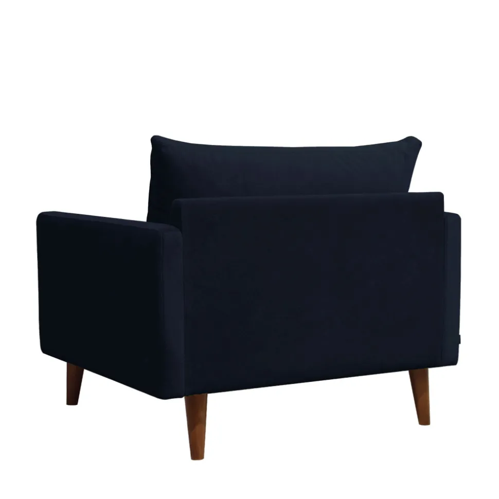 VILLABON Fauteuil XL en velours pieds bois foncé