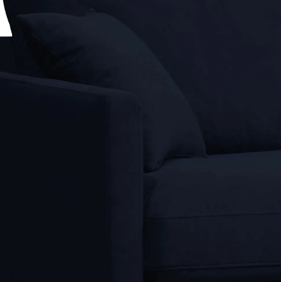 VILLABON Fauteuil XL en velours pieds bois foncé