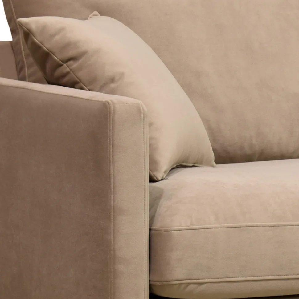 VILLABON Fauteuil XL en velours pieds bois foncé
