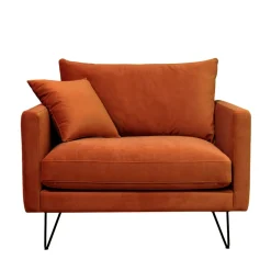 VILLABON Fauteuil XL en velours pieds épingles noirs