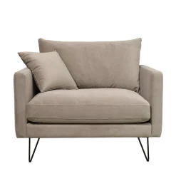 VILLABON Fauteuil XL en velours pieds épingles noirs