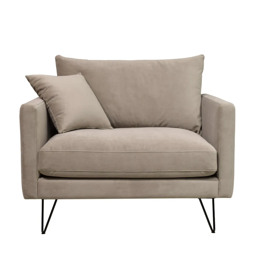 VILLABON Fauteuil XL en velours pieds épingles noirs