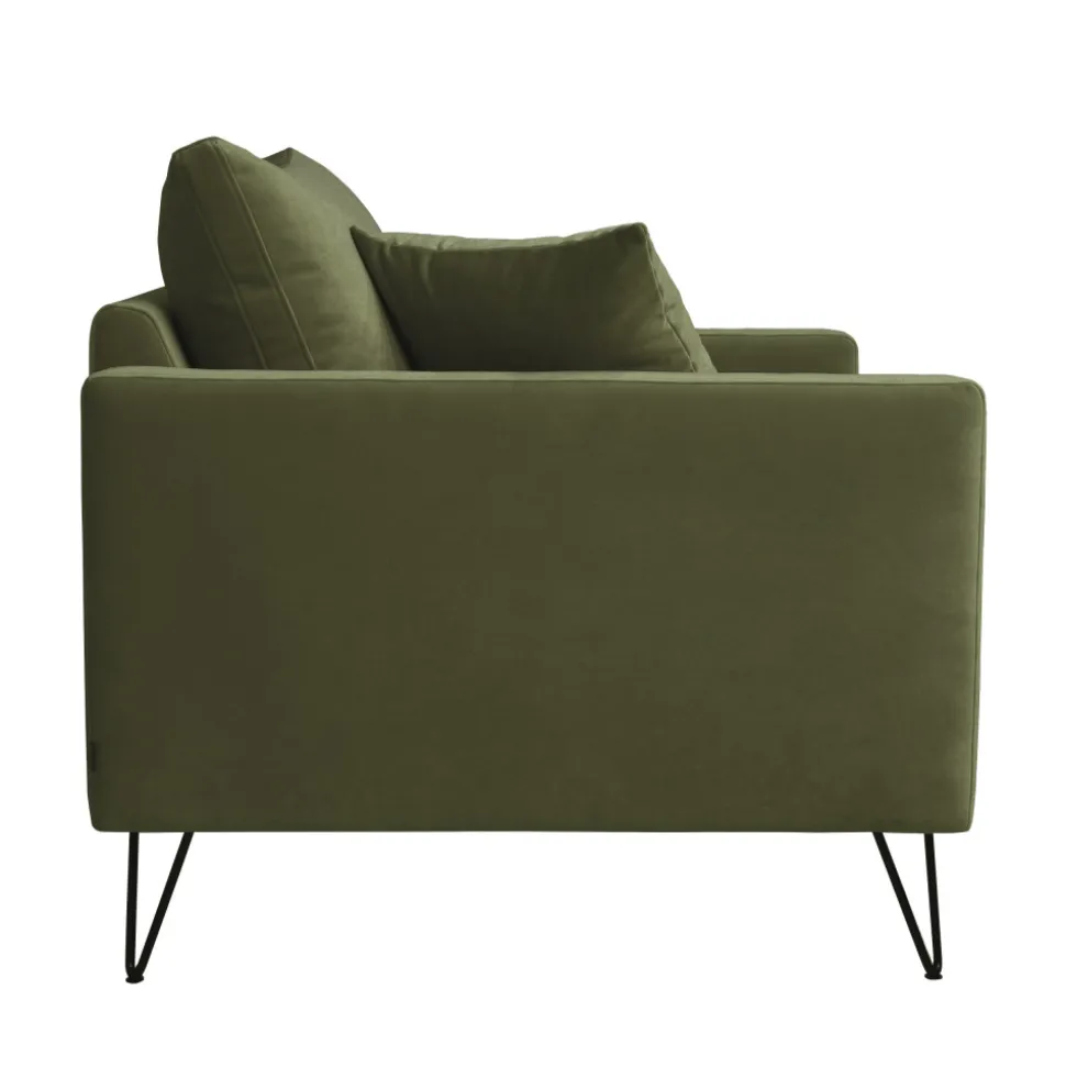 VILLABON Fauteuil XL en velours pieds épingles noirs