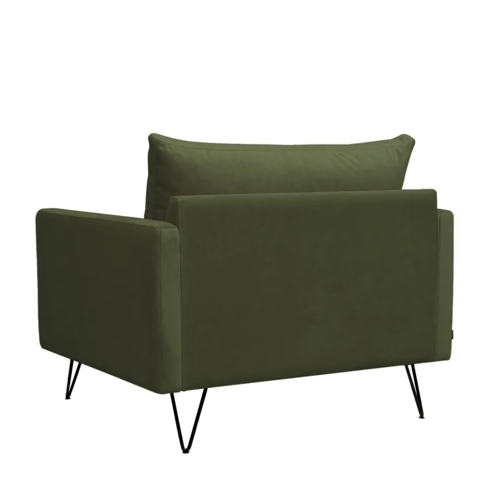 VILLABON Fauteuil XL en velours pieds épingles noirs