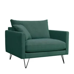 VILLABON Fauteuil XL en velours pieds épingles noirs