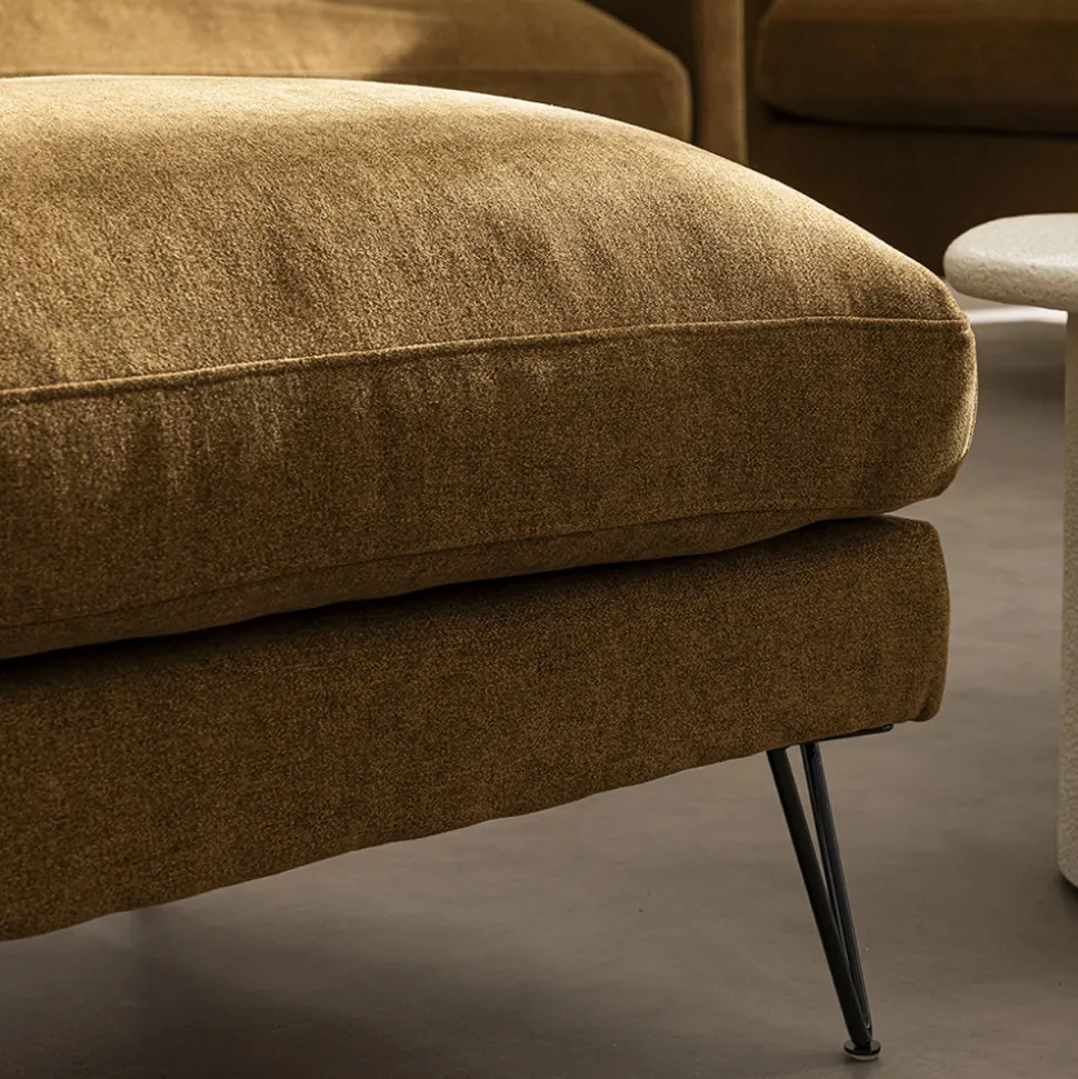 VILLABON Pouf en tissu pieds épingles noirs