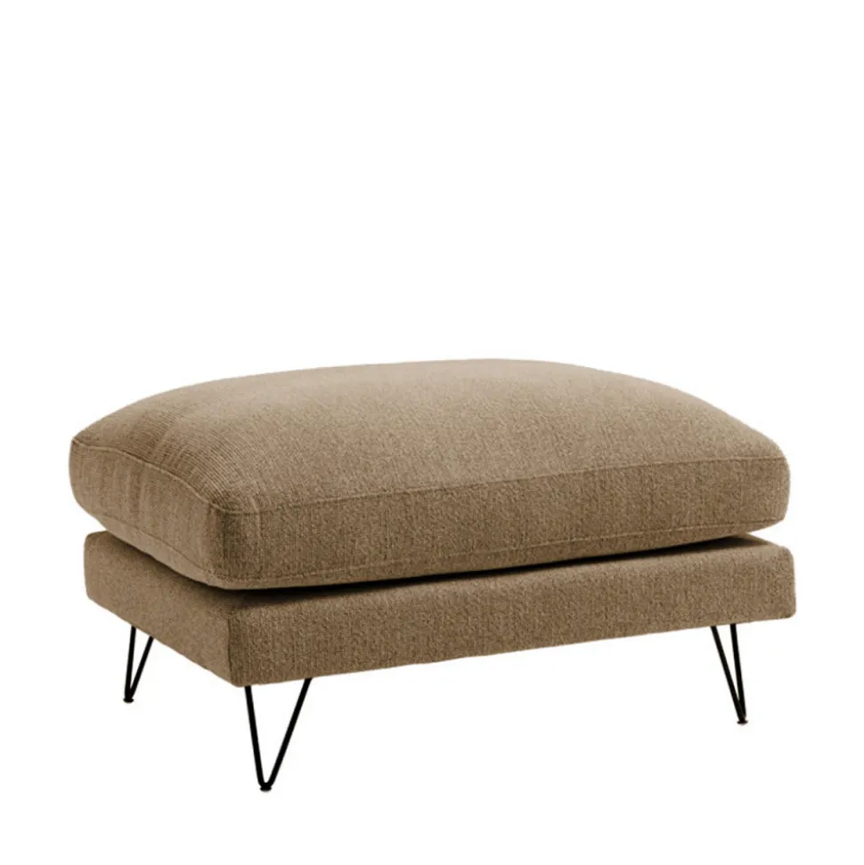 VILLABON Pouf en tissu pieds épingles noirs