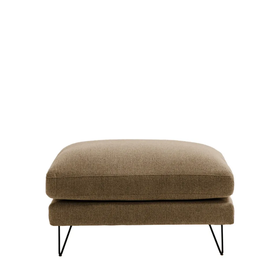VILLABON Pouf en tissu pieds épingles noirs