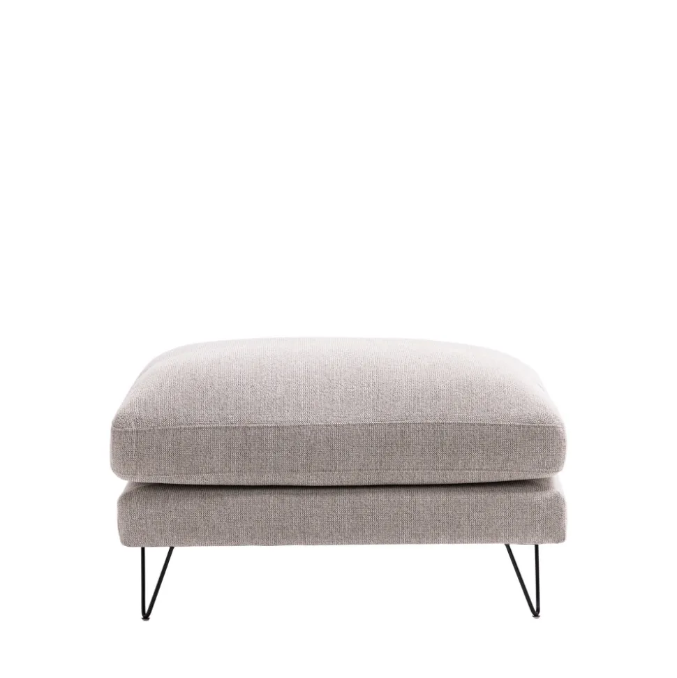 VILLABON Pouf en tissu pieds épingles noirs