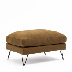 VILLABON Pouf en tissu pieds épingles noirs