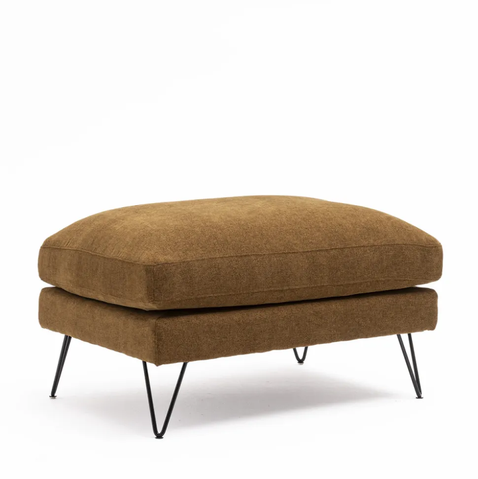 VILLABON Pouf en tissu pieds épingles noirs