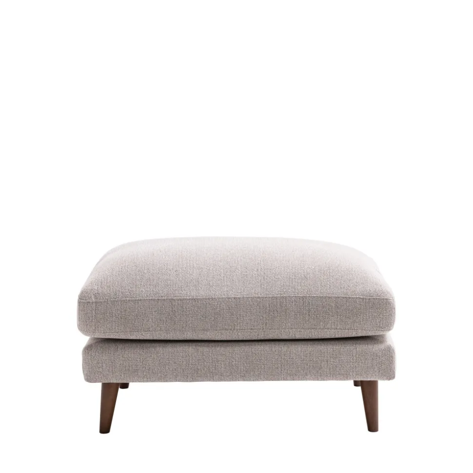 VILLABON Pouf en tissu pieds bois foncé