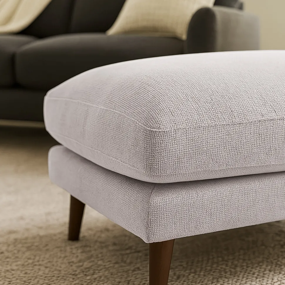 VILLABON Pouf en tissu pieds bois foncé