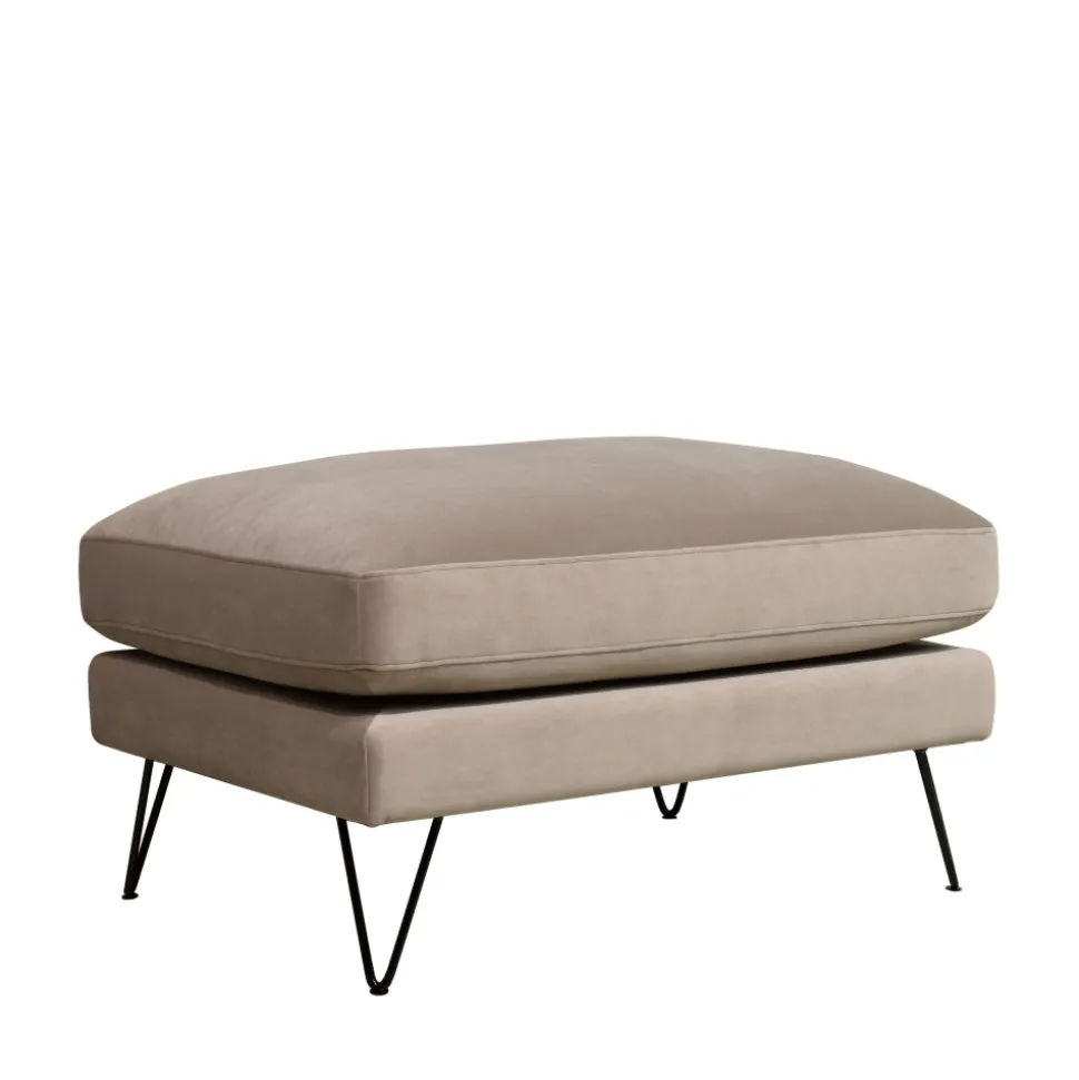 VILLABON Pouf en velours pieds épingles noirs