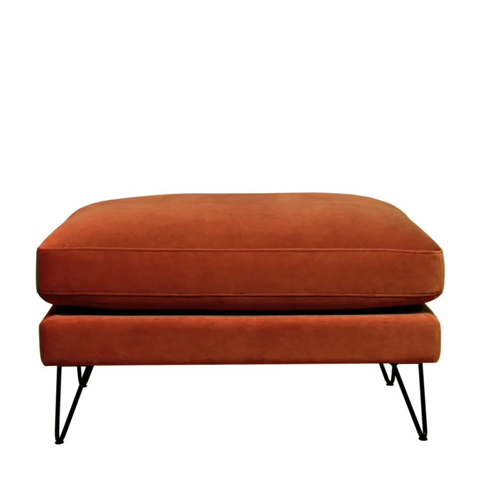 VILLABON Pouf en velours pieds épingles noirs