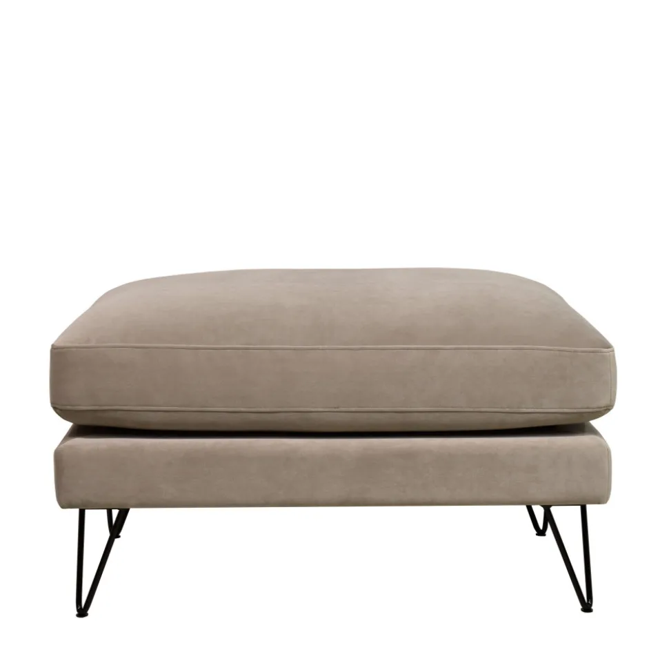VILLABON Pouf en velours pieds épingles noirs