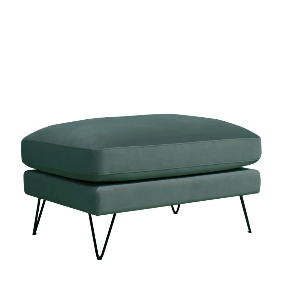 VILLABON Pouf en velours pieds épingles noirs