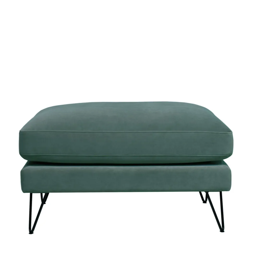 VILLABON Pouf en velours pieds épingles noirs