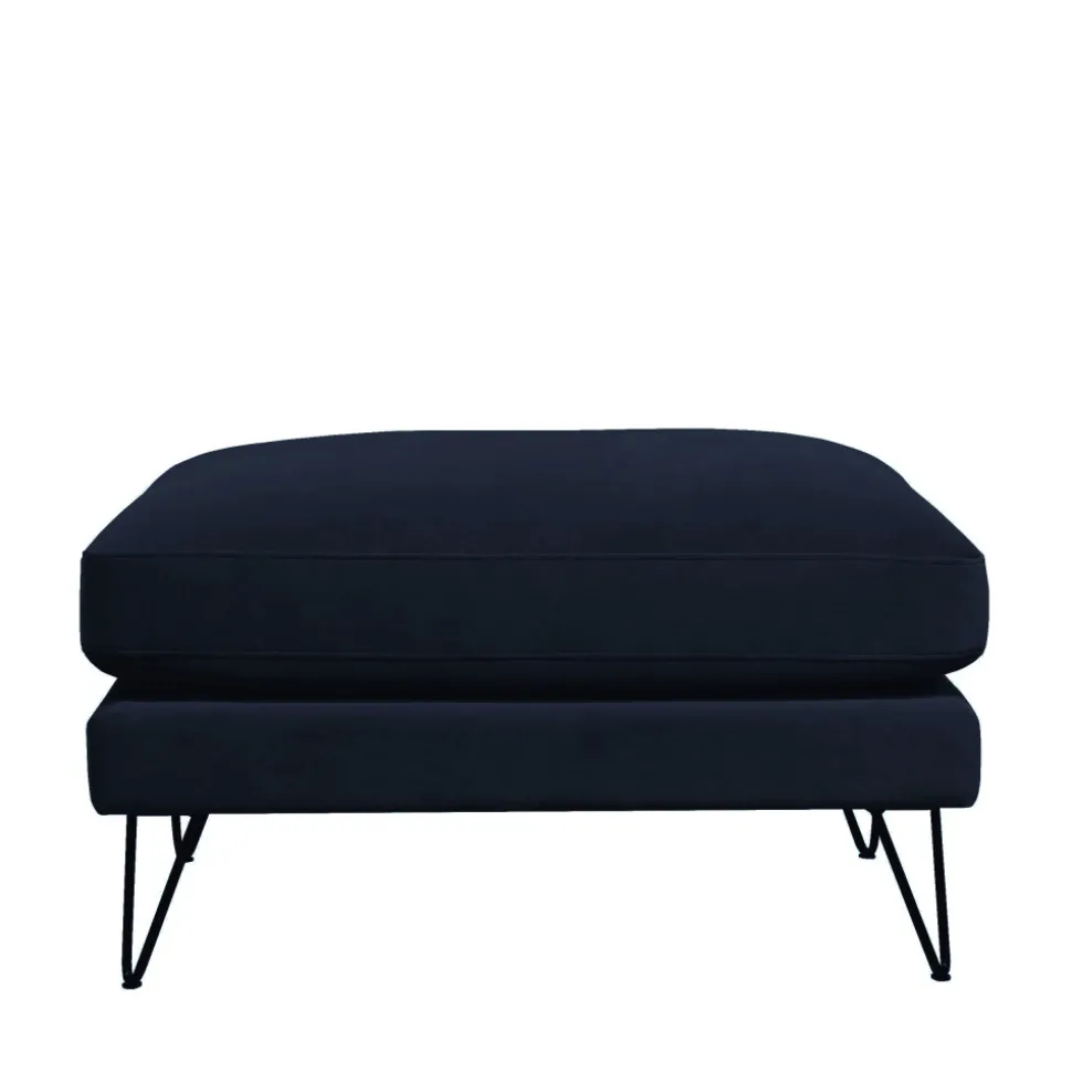 VILLABON Pouf en velours pieds épingles noirs