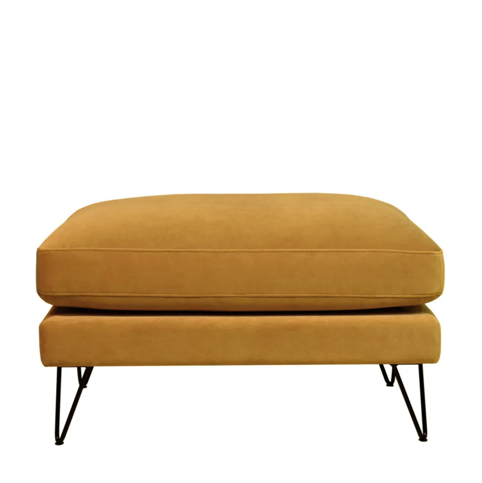 VILLABON Pouf en velours pieds épingles noirs