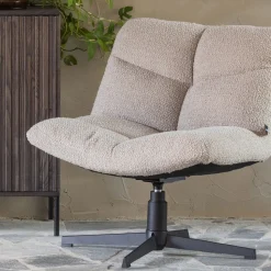 VINNY Fauteuil pivotant en tissu bouclette