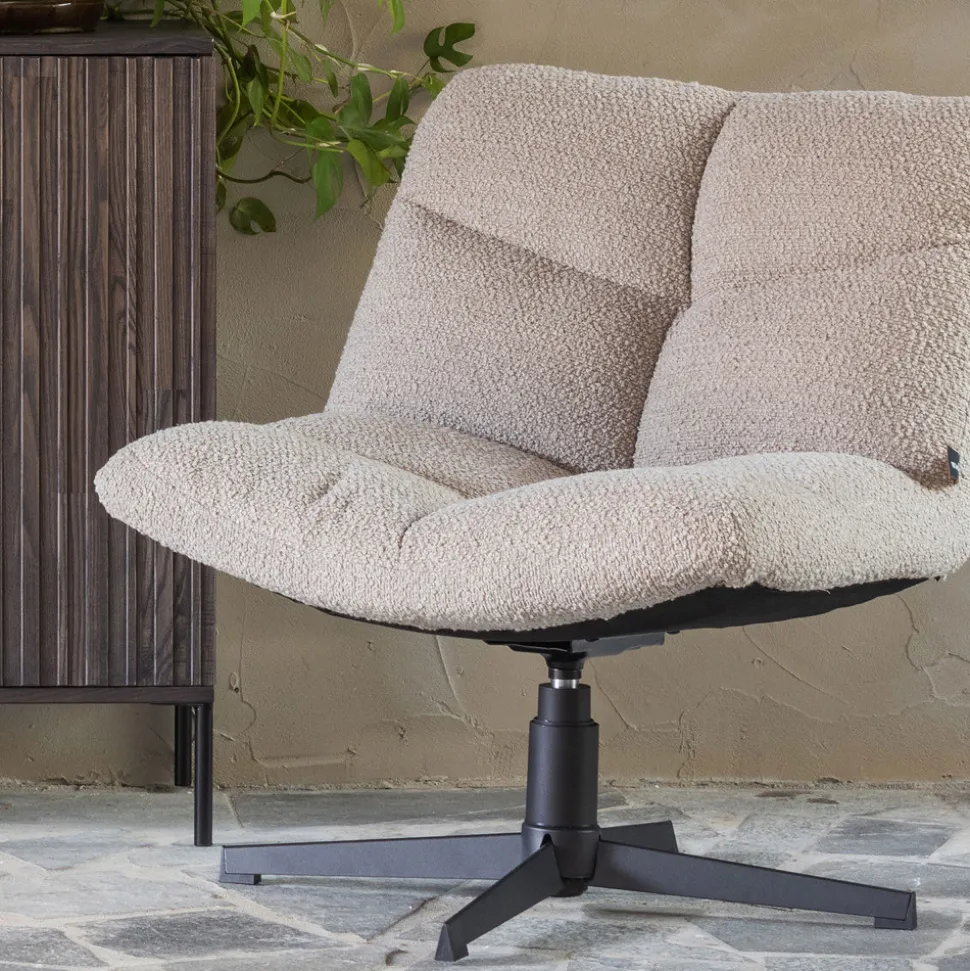 VINNY Fauteuil pivotant en tissu bouclette
