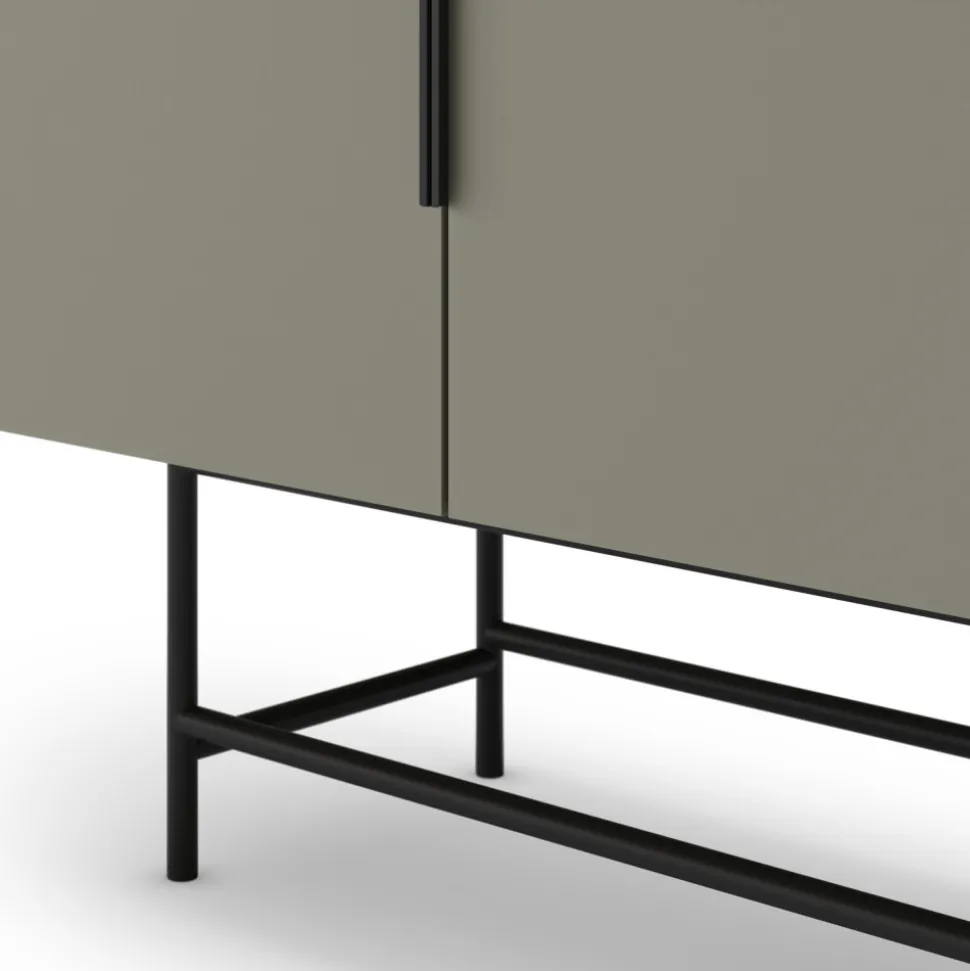 VINTARA Buffet 4 portes en bois et métal L200cm