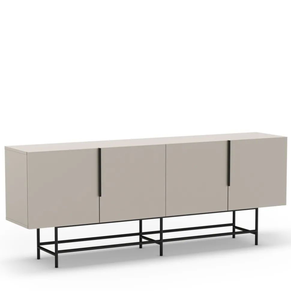 VINTARA Buffet 4 portes en bois et métal L200cm