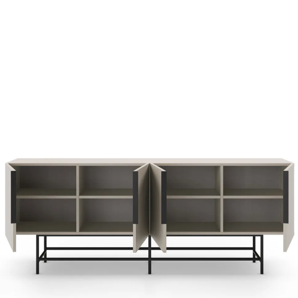 VINTARA Buffet 4 portes en bois et métal L200cm