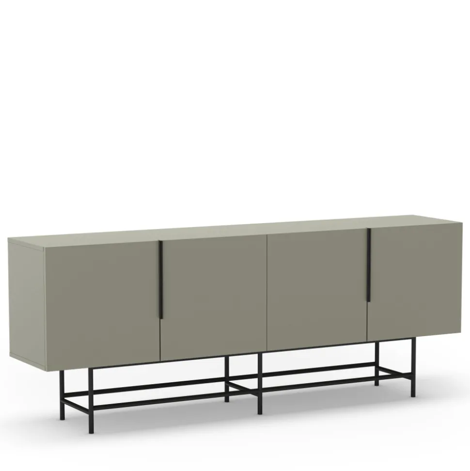 VINTARA Buffet 4 portes en bois et métal L200cm