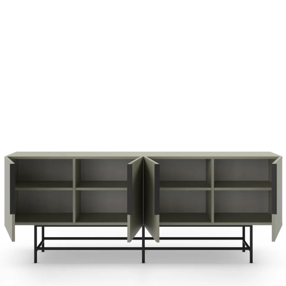 VINTARA Buffet 4 portes en bois et métal L200cm