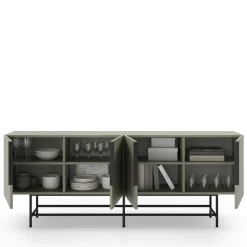 VINTARA Buffet 4 portes en bois et métal L200cm