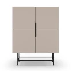 VINTARA Buffet haut 4 portes en bois et métal H128cm