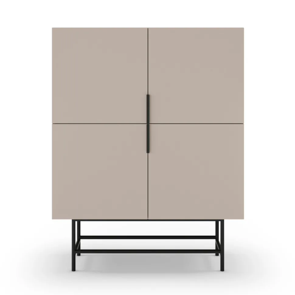 VINTARA Buffet haut 4 portes en bois et métal H128cm