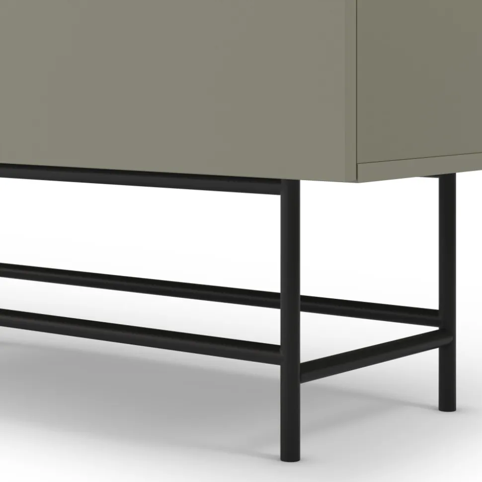 VINTARA Buffet haut 4 portes en bois et métal H128cm