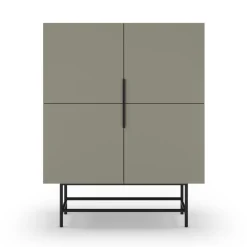 VINTARA Buffet haut 4 portes en bois et métal H128cm