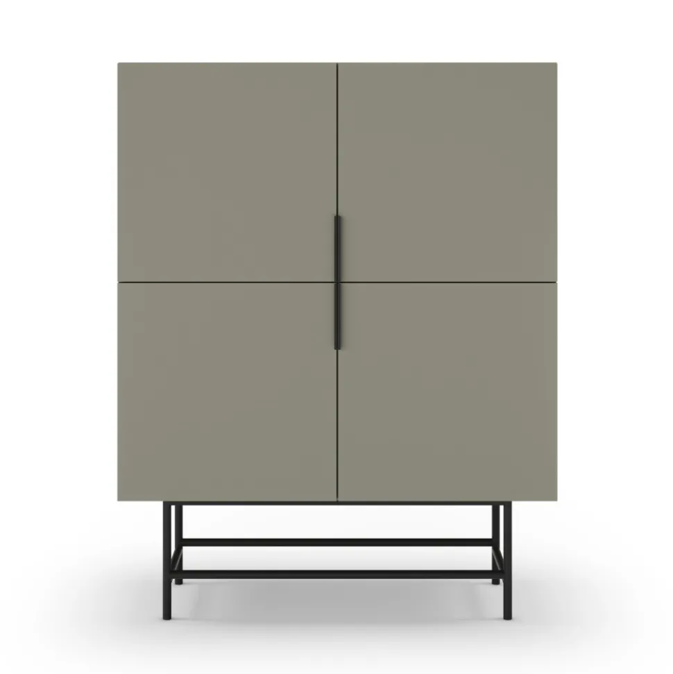 VINTARA Buffet haut 4 portes en bois et métal H128cm