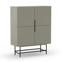 VINTARA Buffet haut 4 portes en bois et métal H128cm