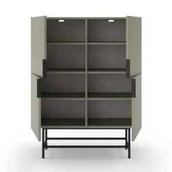 VINTARA Buffet haut 4 portes en bois et métal H128cm